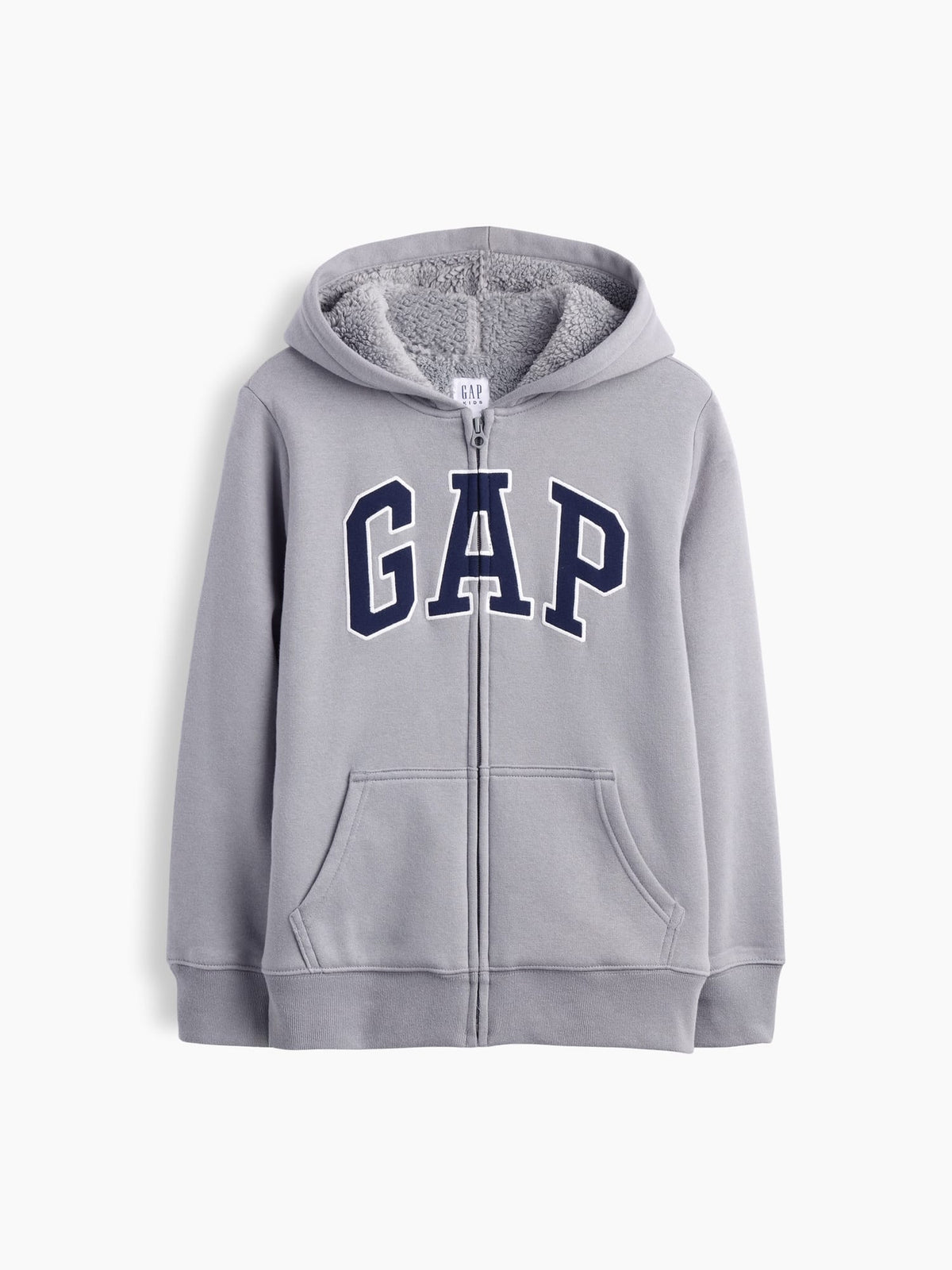 Açık Gri Sherpa Astarlı Logo Fermuarlı Sweatshirt