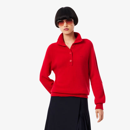 Lacoste Kadın Classic Fit Yün Kırmızı Kazak