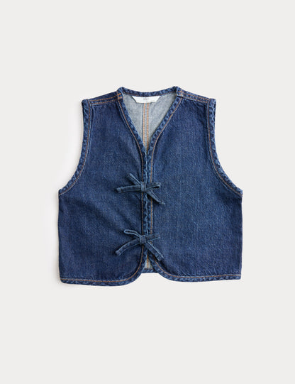 Pamuklu Denim Yelek
