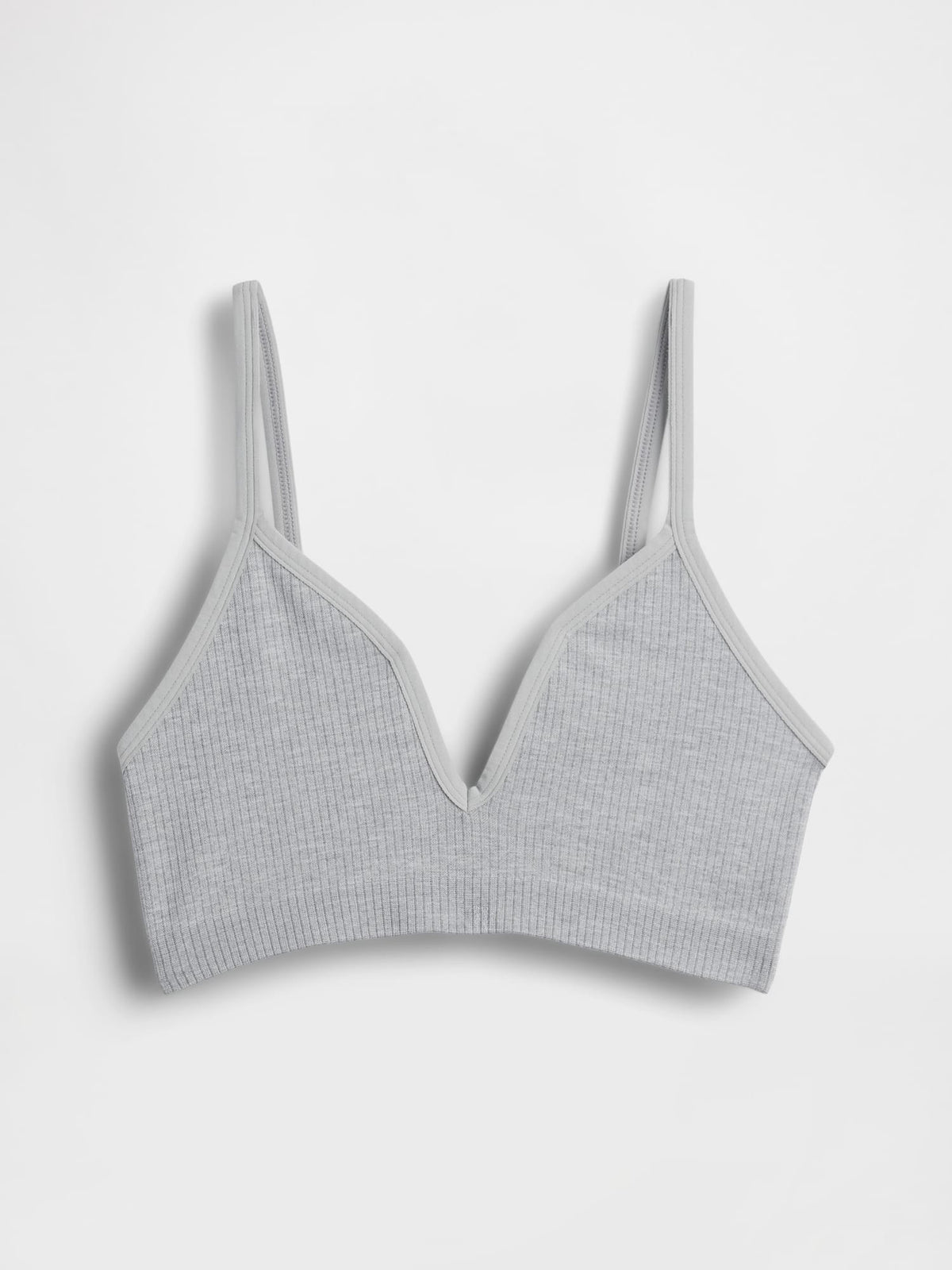 Gri Seamless Fitilli Triangle Bralet