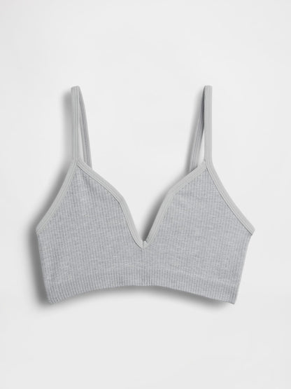 Gri Seamless Fitilli Triangle Bralet