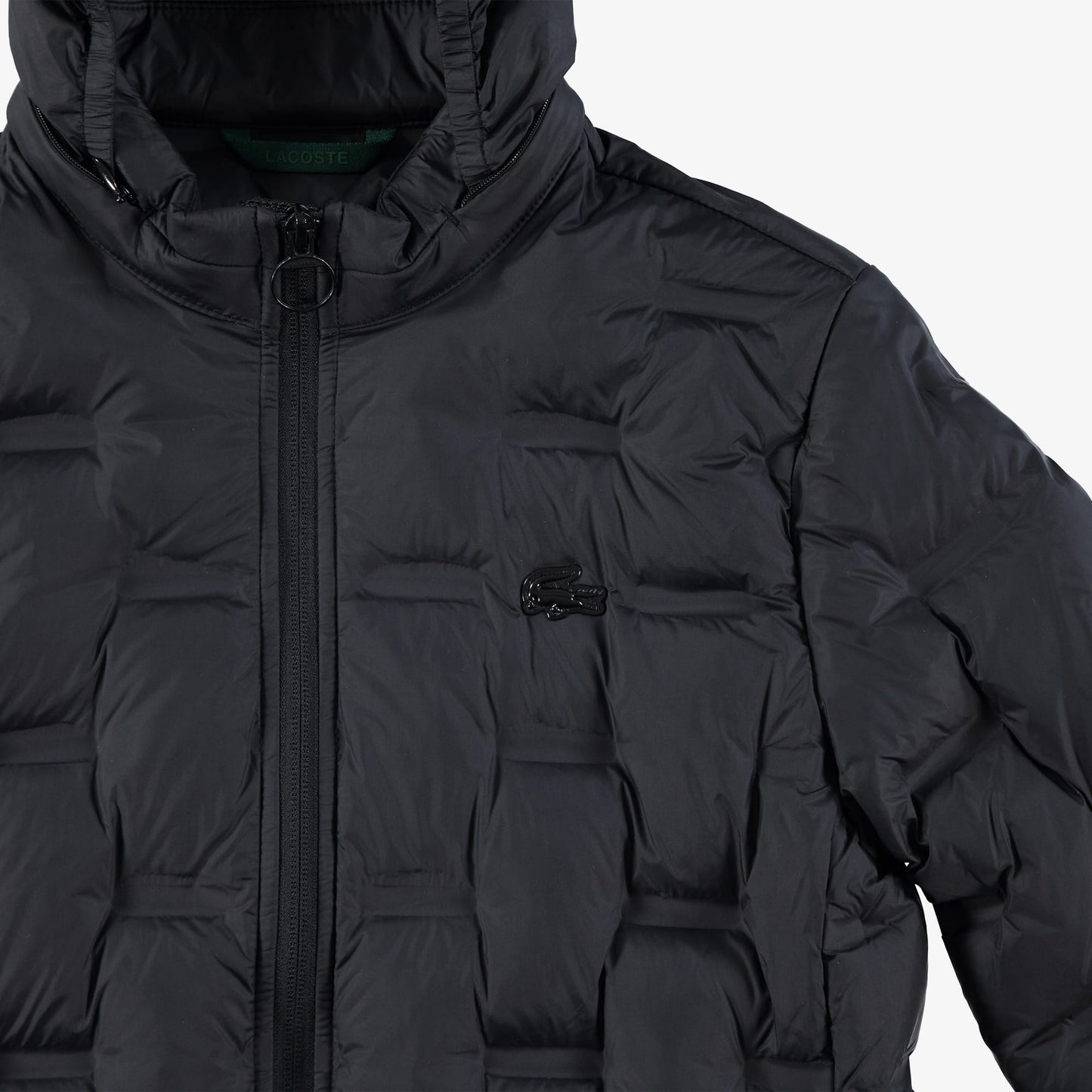 Lacoste Kadın Regular Fit Kapüşonlu Kapitone Siyah Mont