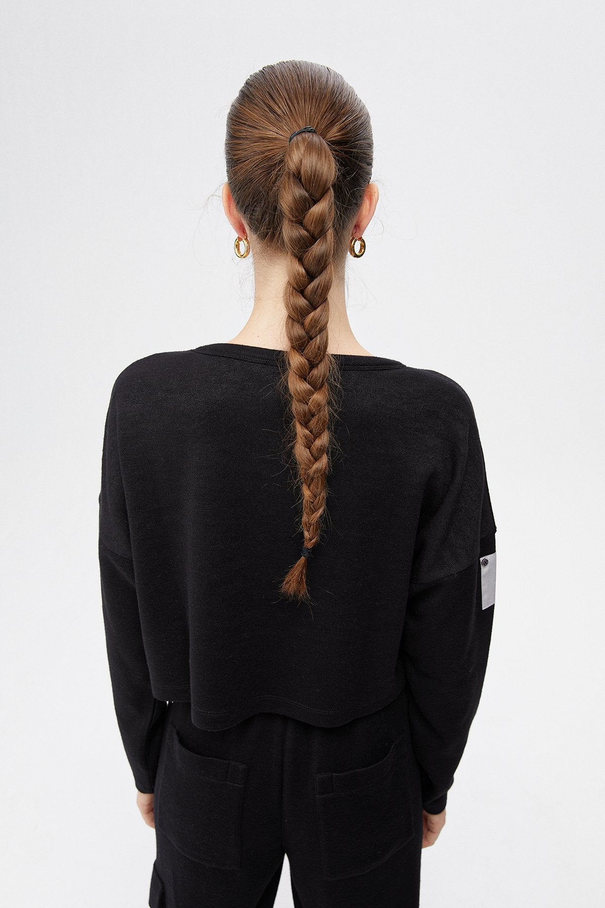 Siyah Basic Kısa Sweatshirt