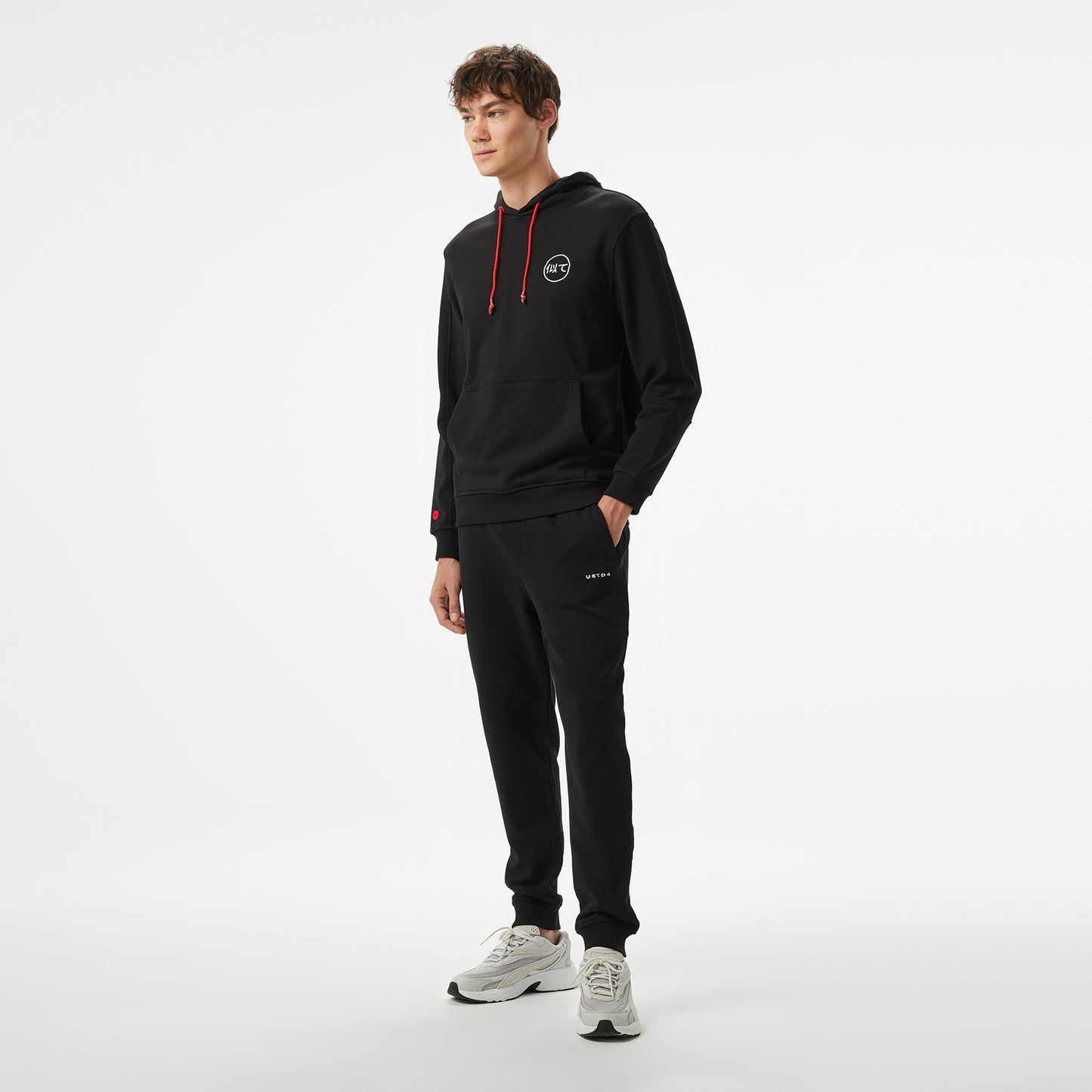 United4 Motto Erkek Siyah Hoodie
