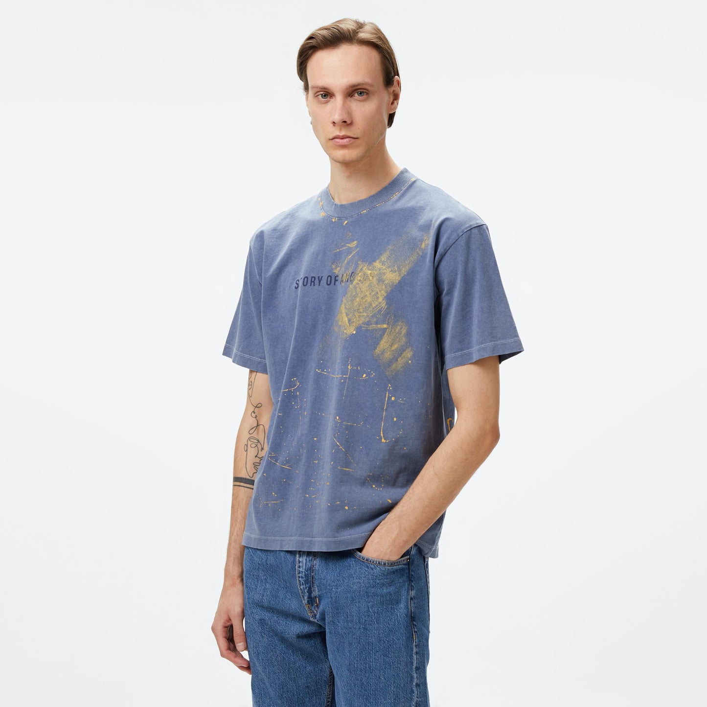 Story Of Angels Soa Romance Hand-dye Erkek Lacivert T-shirt