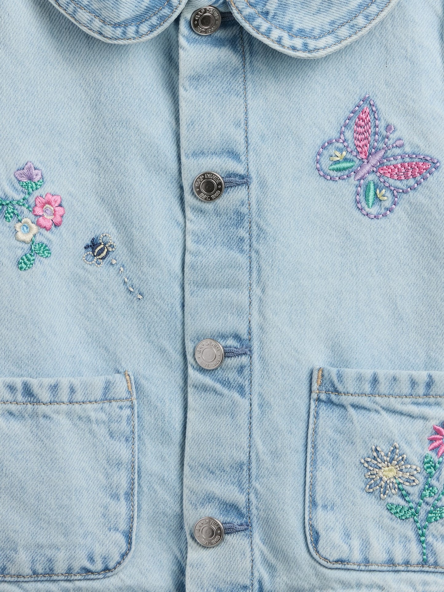 Açık Mavi Denim Işlemeli Chore Ceket