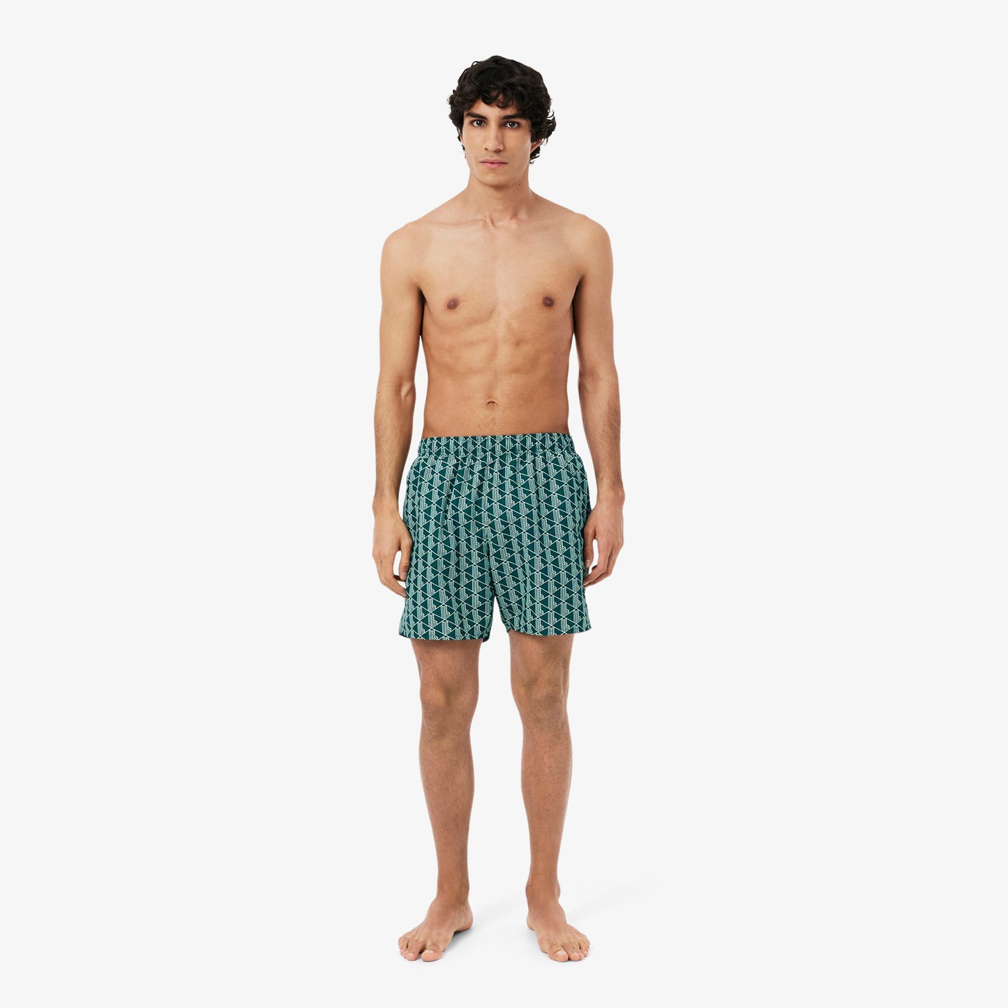 Lacoste Monogram Erkek Yeşil Deniz Şortu