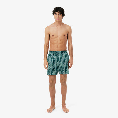 Lacoste Monogram Erkek Yeşil Deniz Şortu