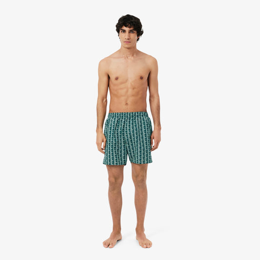 Lacoste Monogram Erkek Yeşil Deniz Şortu