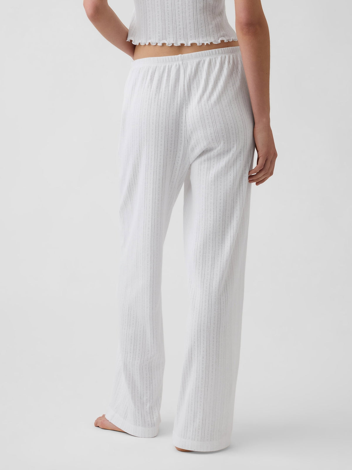 Beyaz Pointelle Pijama Altı