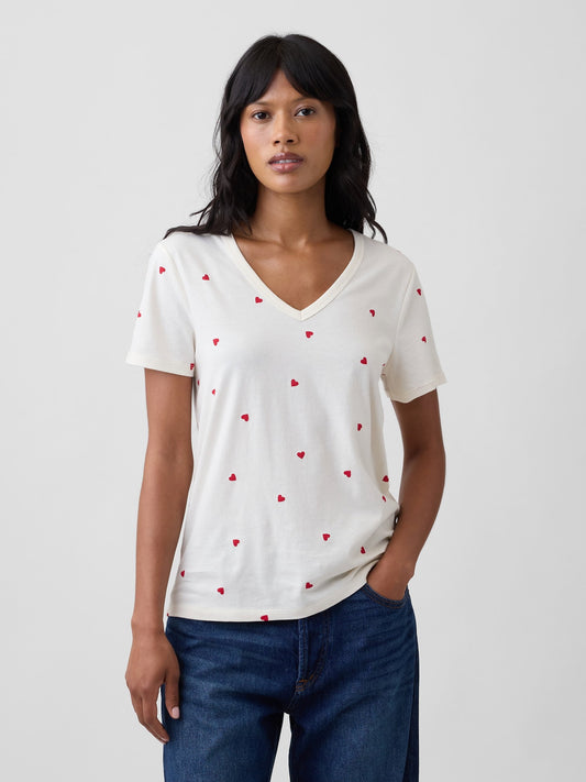 Kırık Beyaz Favorite V-yaka T-shirt