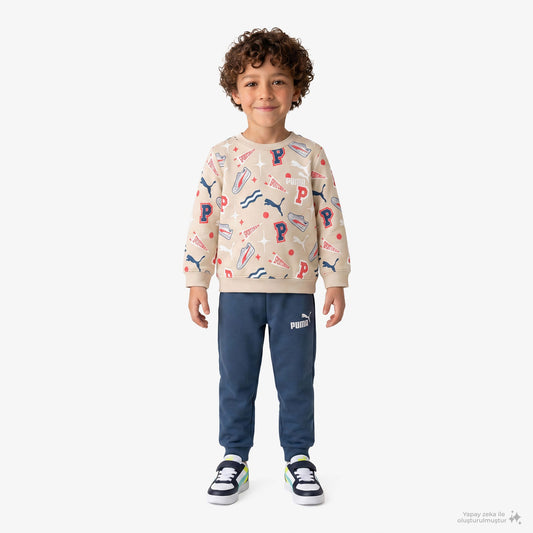 Puma Minicats Crew Çocuk Krem Eşofman Takımı