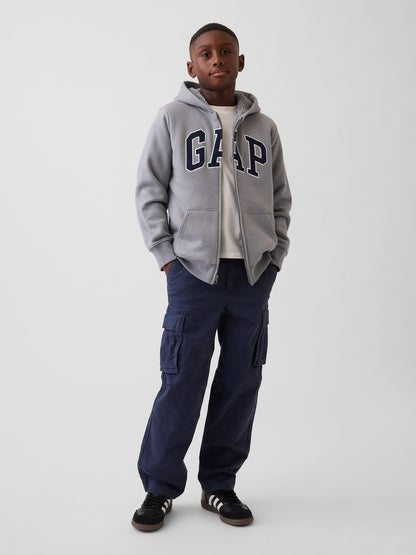 Açık Gri Sherpa Astarlı Logo Fermuarlı Sweatshirt