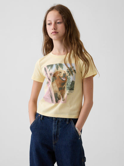 Sarı Grafik Baskılı T-shirt