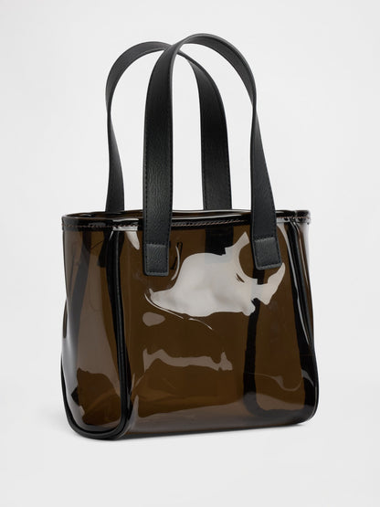 Kahverengi Jelly Logo Mini Tote Çanta
