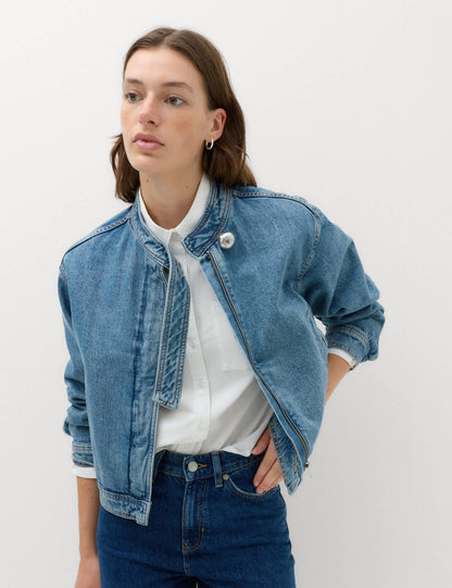 Funnel Yaka Denim Ceket