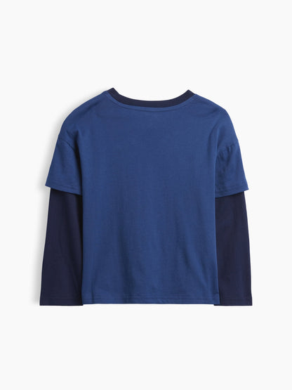 Koyu Mavi Grafik Baskılı T-shirt