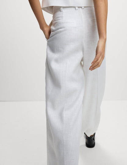 Keten Twill Wide Leg Pantolon