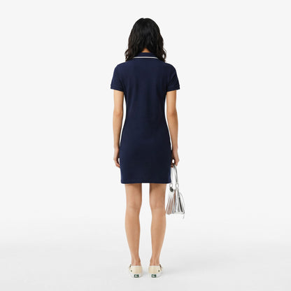 Lacoste Kadın Classic Fit Kısa Kollu Polo Yaka Lacivert Elbise