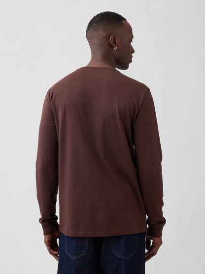 Koyu Kahverengi Everyday Soft Bisiklet Yaka T-shirt