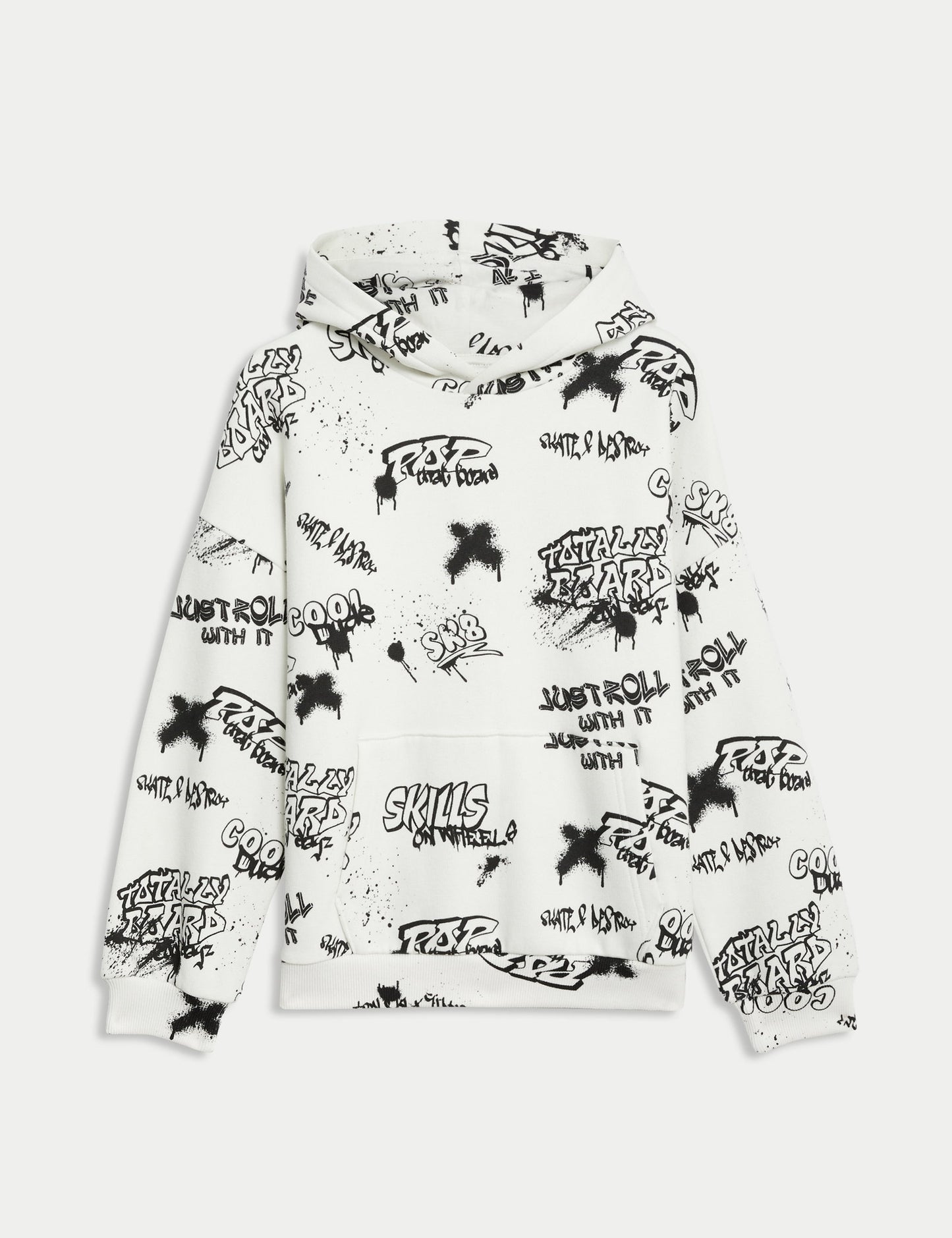 Graffiti Desenli Kapüşonlu Sweatshirt (6-16 Yaş)