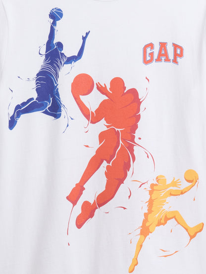 Beyaz Grafik Baskılı T-shirt