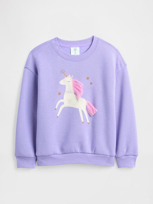 Lila Grafik Baskılı Sweatshirt