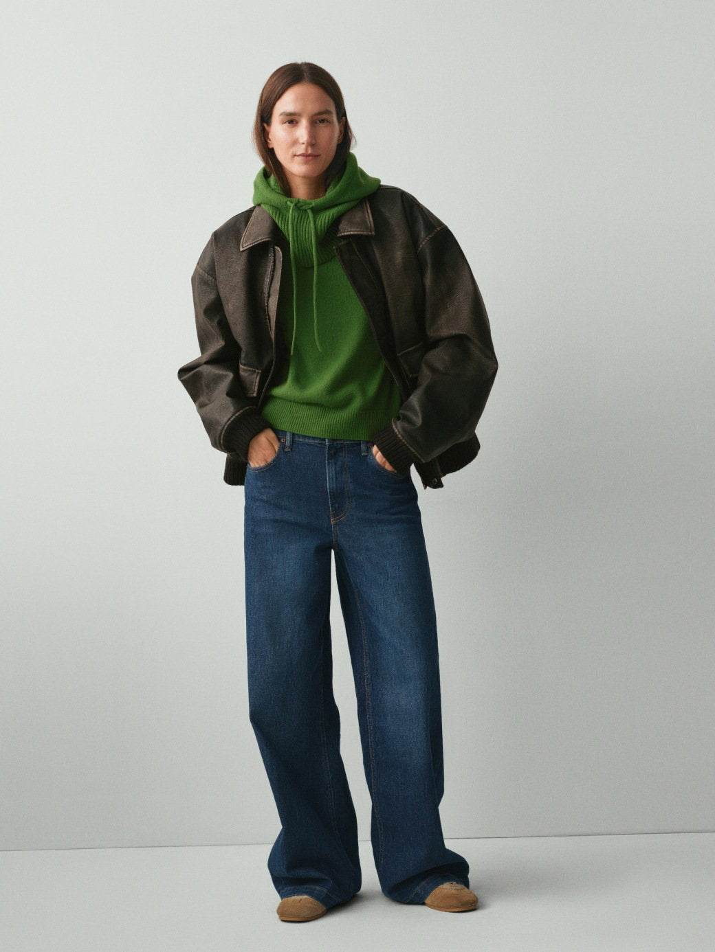 Koyu Mavi High Rise Stride Wide-leg Jean Pantolon