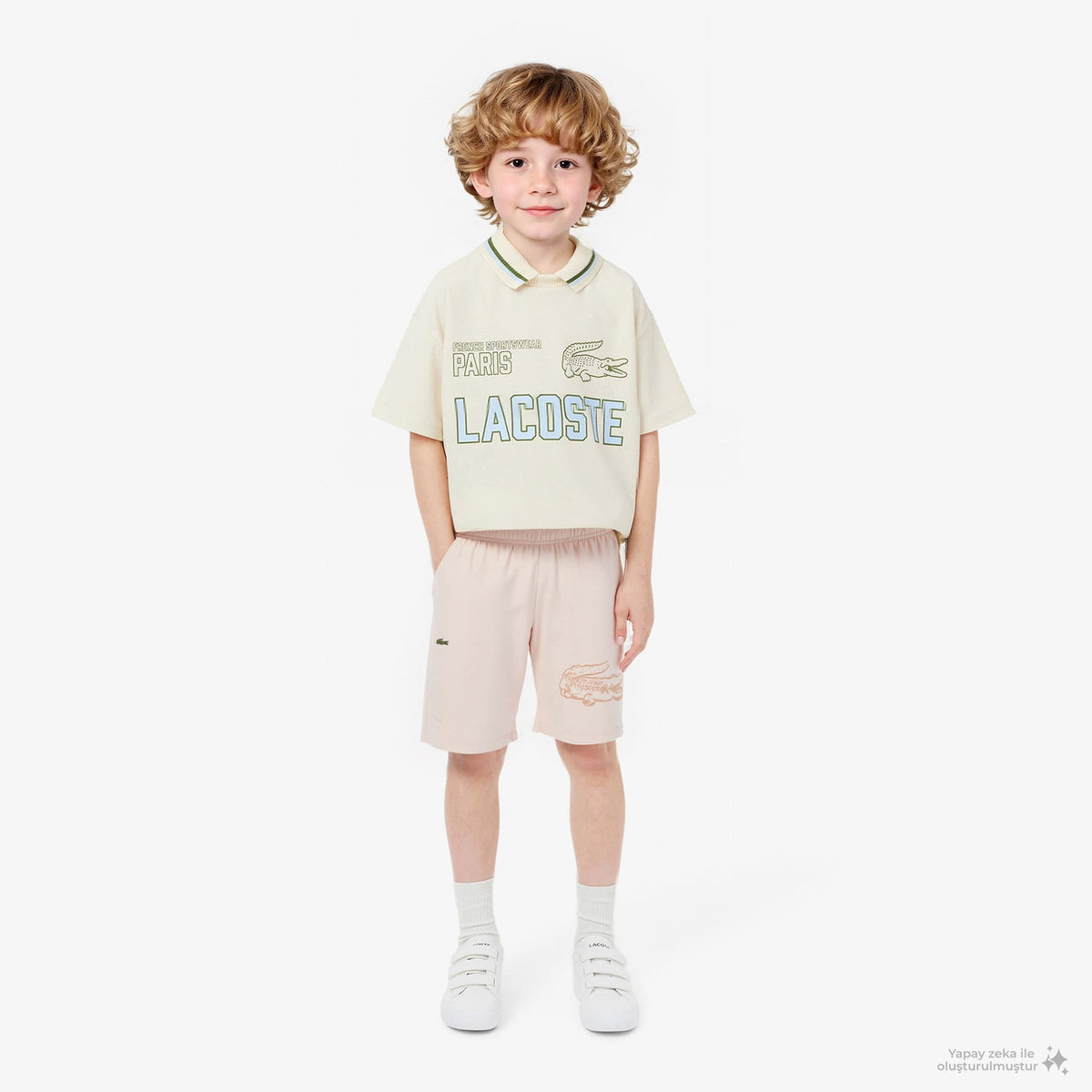 Lacoste Erkek Çocuk Baskılı Açık Pembe Şort