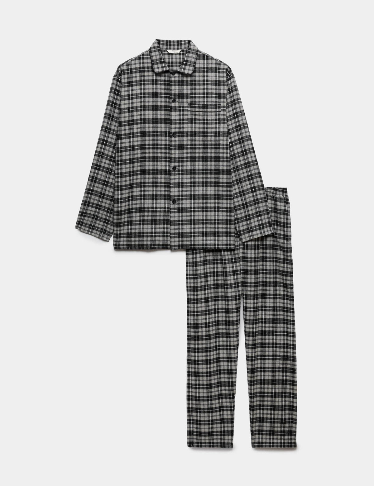 Saf Pamuklu Ekose Desenli Pijama Takımı