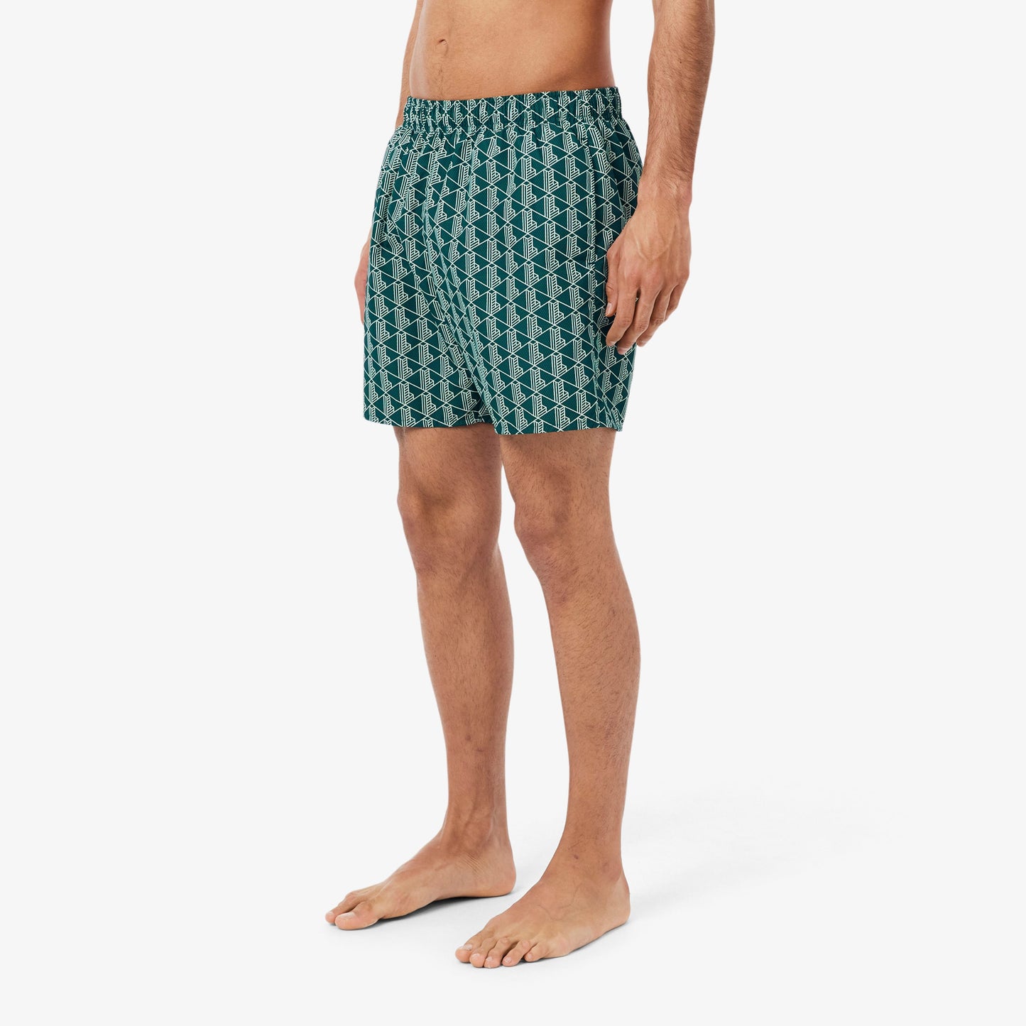 Lacoste Monogram Erkek Yeşil Deniz Şortu