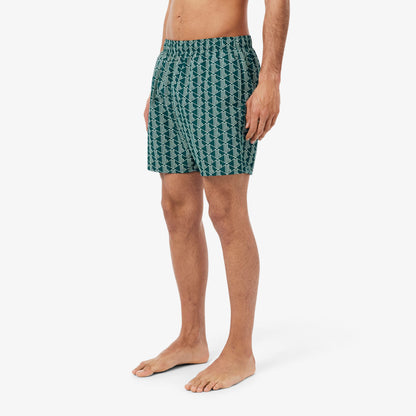 Lacoste Monogram Erkek Yeşil Deniz Şortu