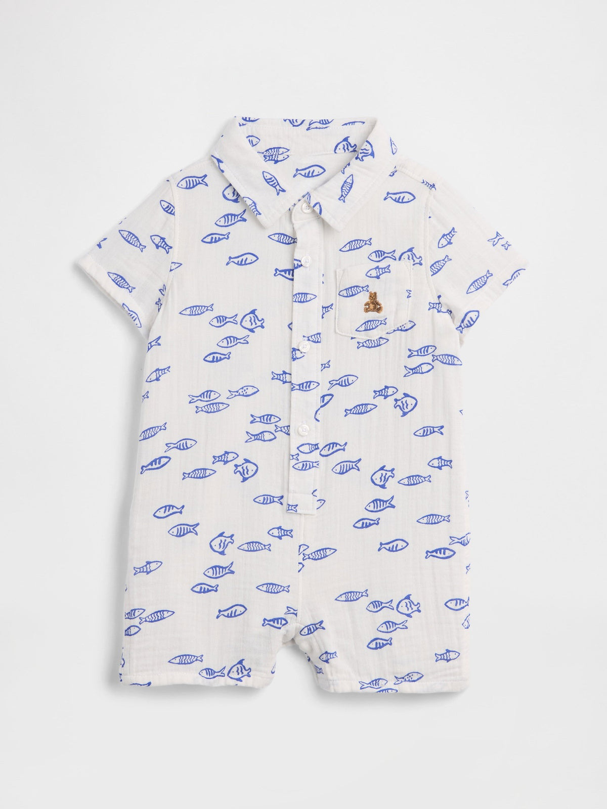 Beyaz Baby Brannan Bear Baskılı Tulum