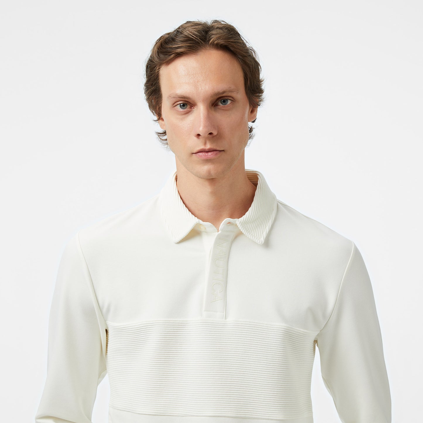 Nautica Erkek Krem Classic Fit Uzun Kollu Polo Yaka T-shirt