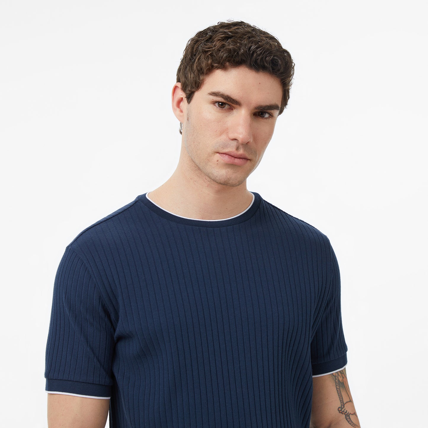 Nautica Erkek Lacivert Regular Fit Çizgili T-shirt