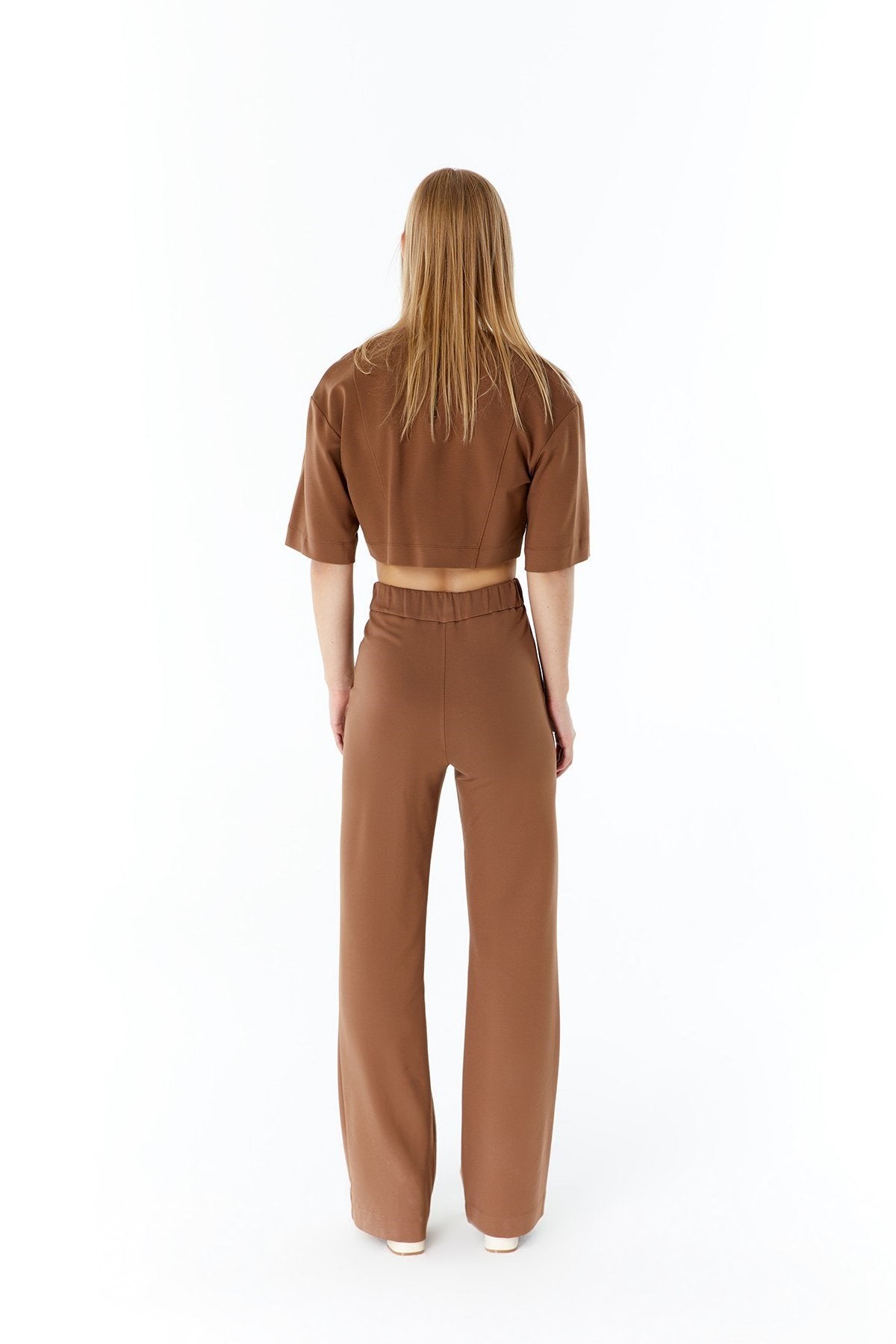 Camel Basic Crop T-shirt