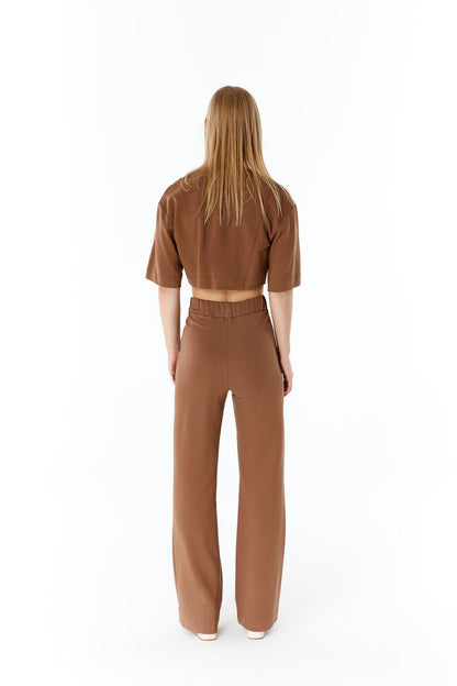 Camel Basic Crop T-shirt