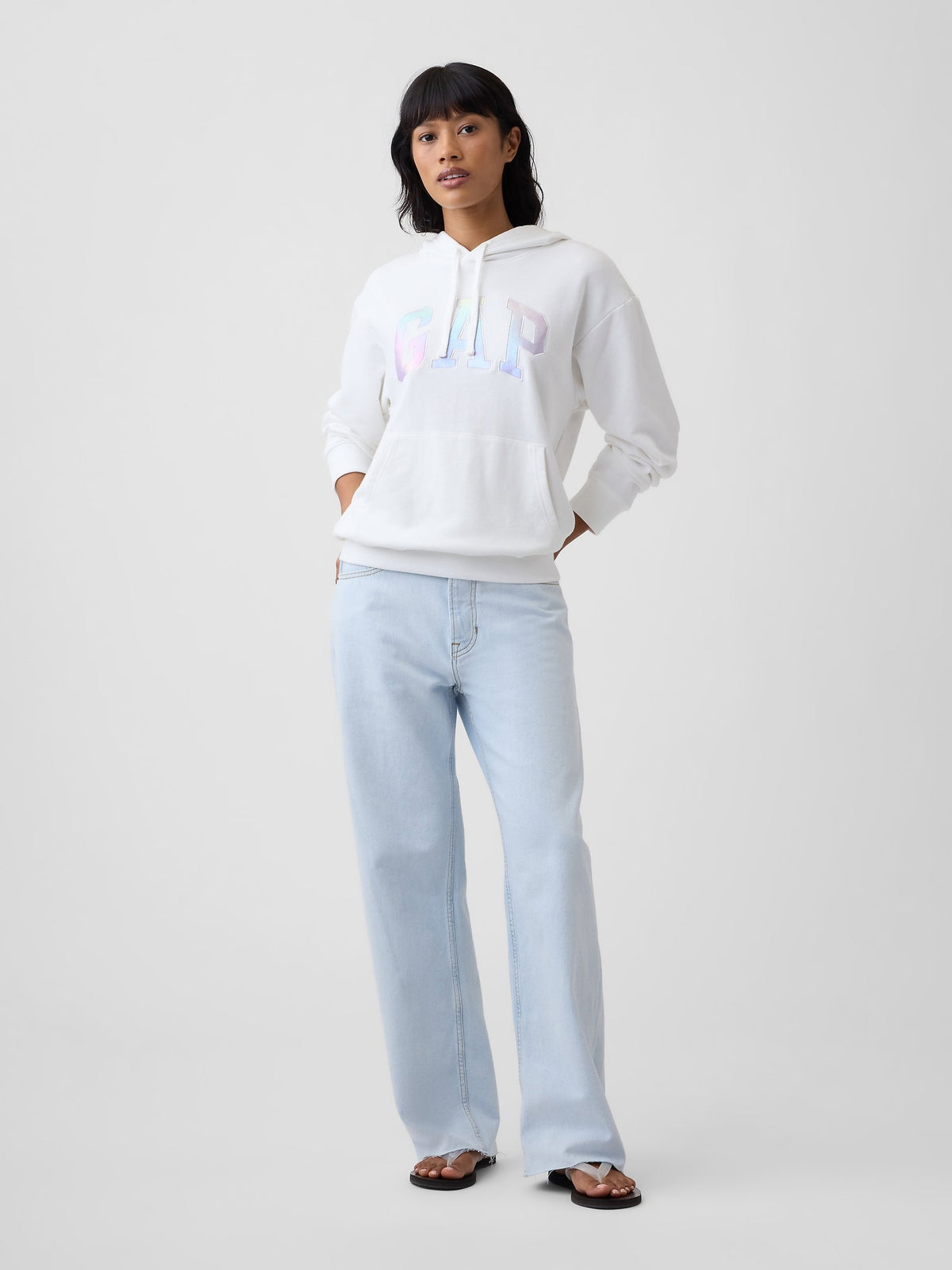 Kırık Beyaz Gap Logo Havlu Kumaş Sweatshirt