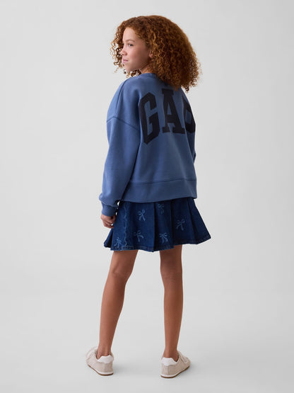 Koyu Mavi Pileli Denim Mini Etek