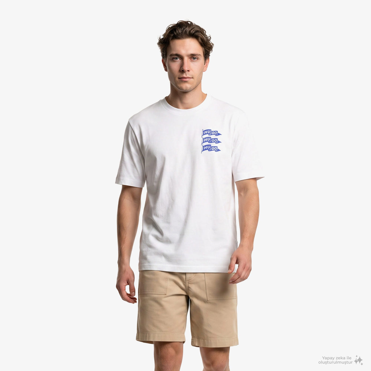 Hugo Nalien Erkek Beyaz T-shirt