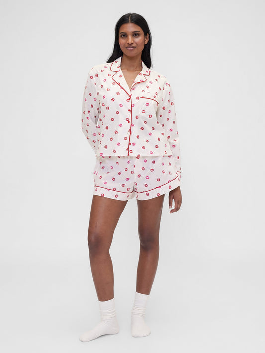 Kırık Beyaz Gap × Summer Fridays Poplin Kiss Pijama Boxer Şort