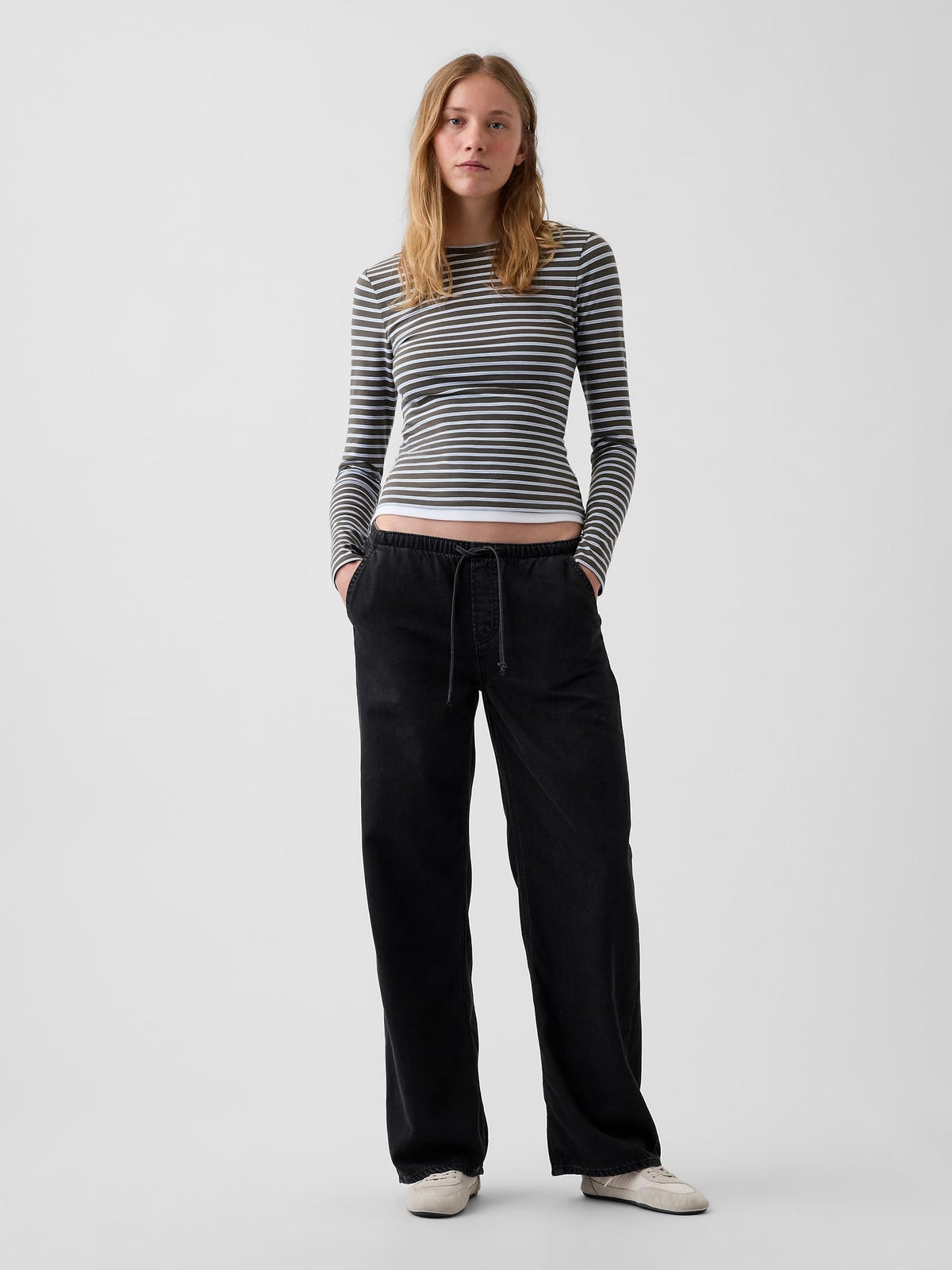 Siyah Low Rise Ultrasoft Easy '90s Loose Jean Pantolon