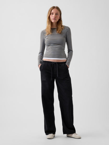 Siyah Low Rise Ultrasoft Easy '90s Loose Jean Pantolon