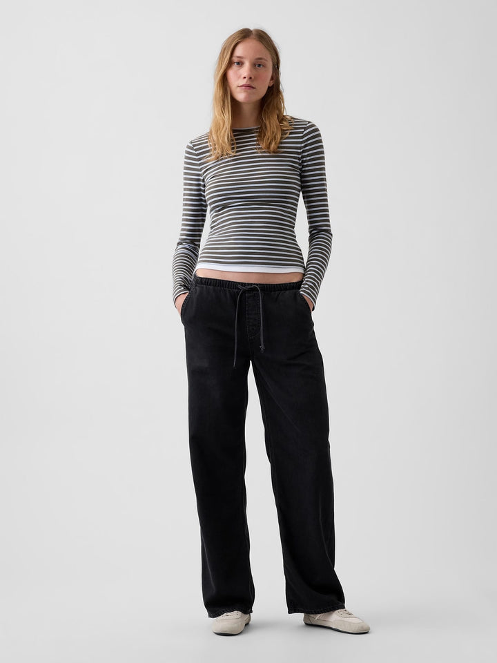 Siyah Low Rise Ultrasoft Easy '90s Loose Jean Pantolon