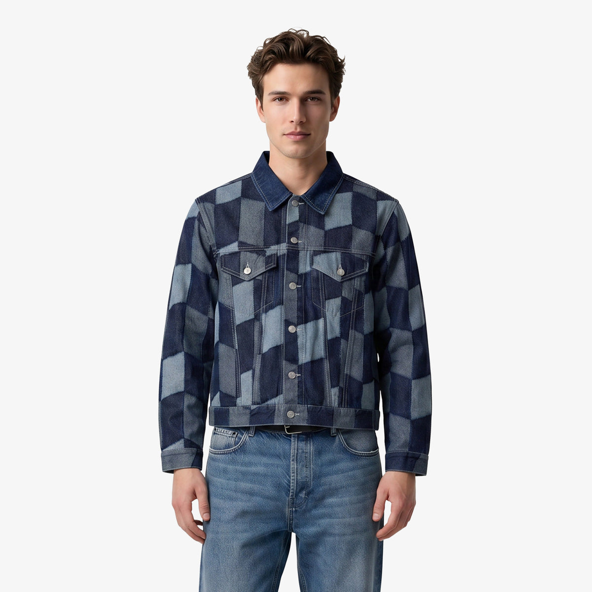Huf Patchwork Denim Erkek Lacivert Ceket
