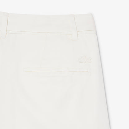 Lacoste Kadın Oversize Fit Beyaz Bermuda Şort