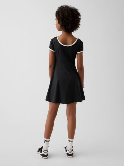 Siyah Cap-sleeve Athletic Elbise