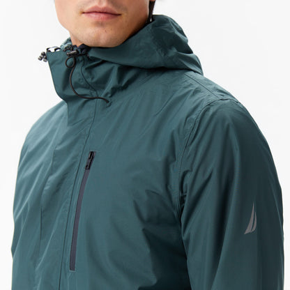 Nautica Erkek Yeşil Regular Fit Kapüşonlu Su Geçirmez Mont