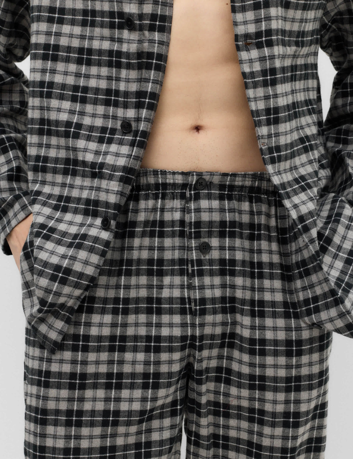 Saf Pamuklu Ekose Desenli Pijama Takımı