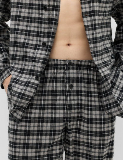 Saf Pamuklu Ekose Desenli Pijama Takımı